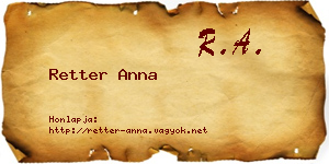 Retter Anna névjegykártya